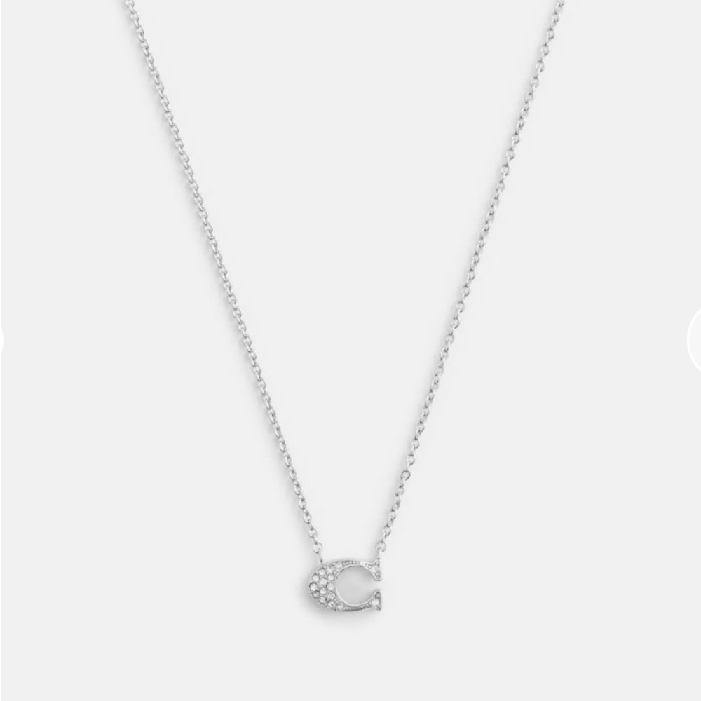 Coach Silver Necklace with Crystal Pendant